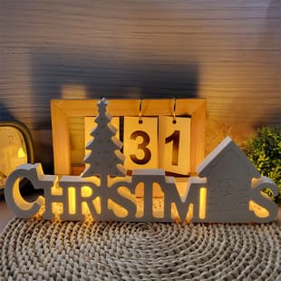 S0635 Christmas Alphabet Letters Ornament Cement Plaster Mold DIY Silicone Mold