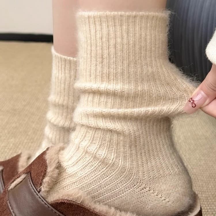 Women's wool socks for autumn and winter, Maillard mid-calf socks, thick and warm cashmere long socks, winter Birkenstock socks, slouch socks