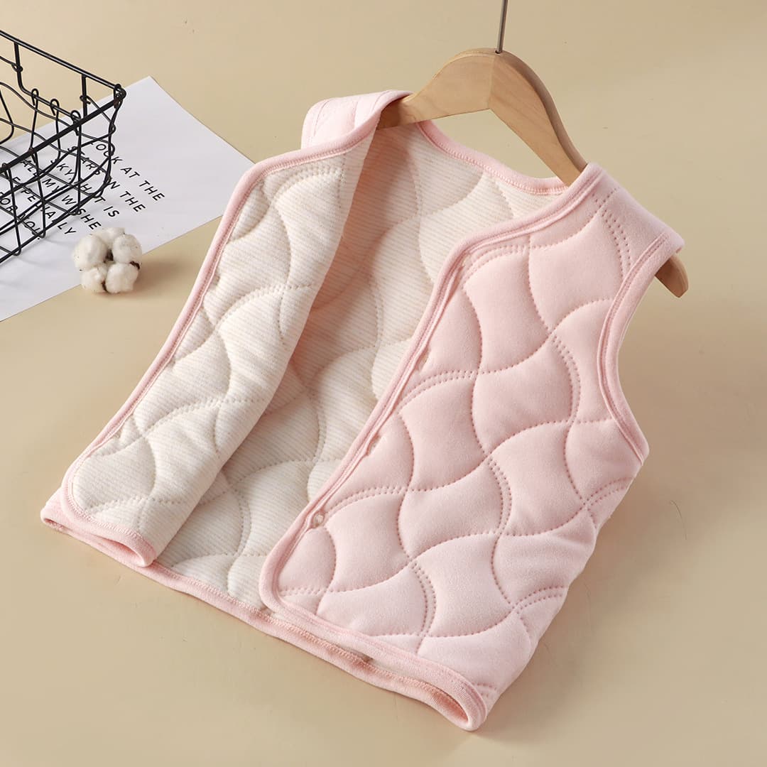 Children's Warm Vest for Autumn and Winter, Fleece-Lined Winter Student Inner Wear School Uniform Essential, Three-Layer Cotton-Padded