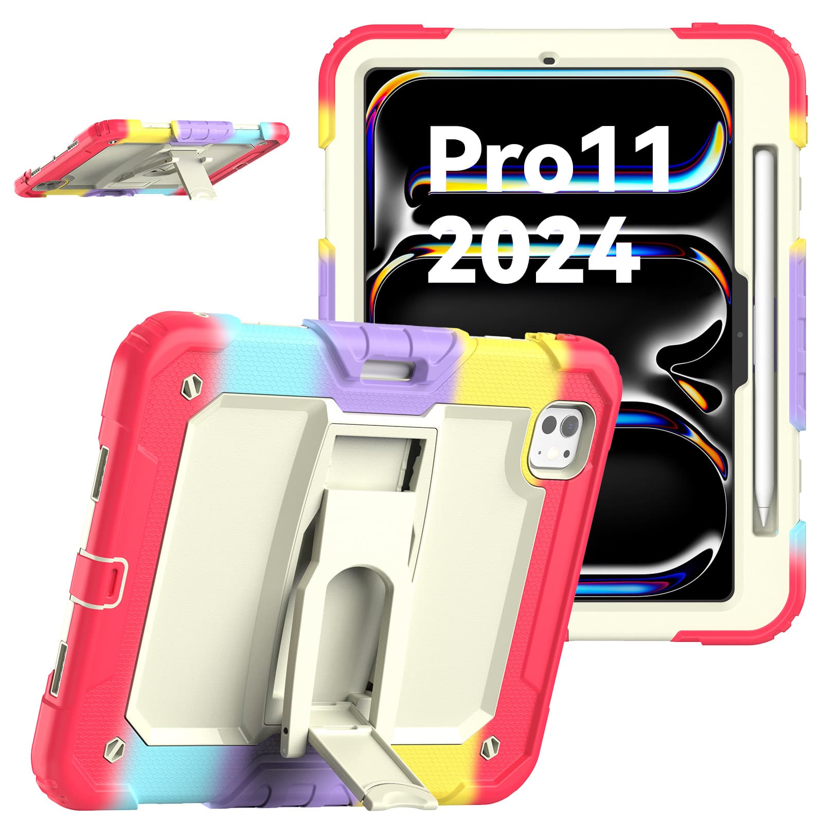 iPad Pro 2024 New Silicone Tablet Case for Air 6 Apple Protective Cover 11 Inch Shockproof Anti-Bend Stand
