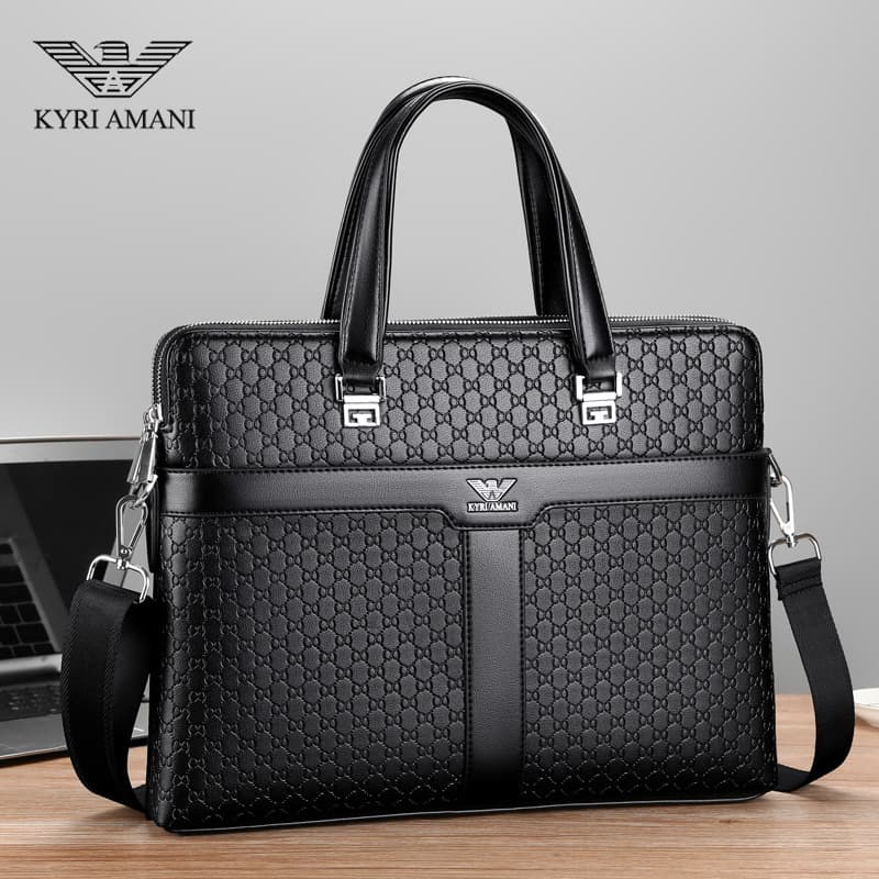 Men's Business Leather Tote Bag, Horizontal Style, Shoulder Bag Crossbody Casual Briefcase