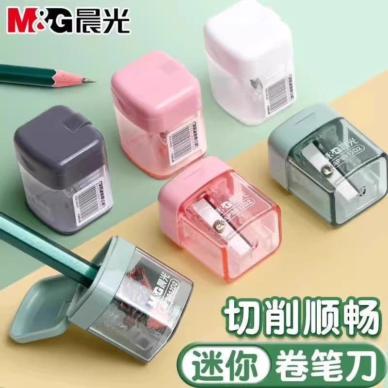 Chen Guang APS912D2 Pencil Sharpener Single-Hole Manual Pencil Sharpener for Students with Shavings Box, Colorful