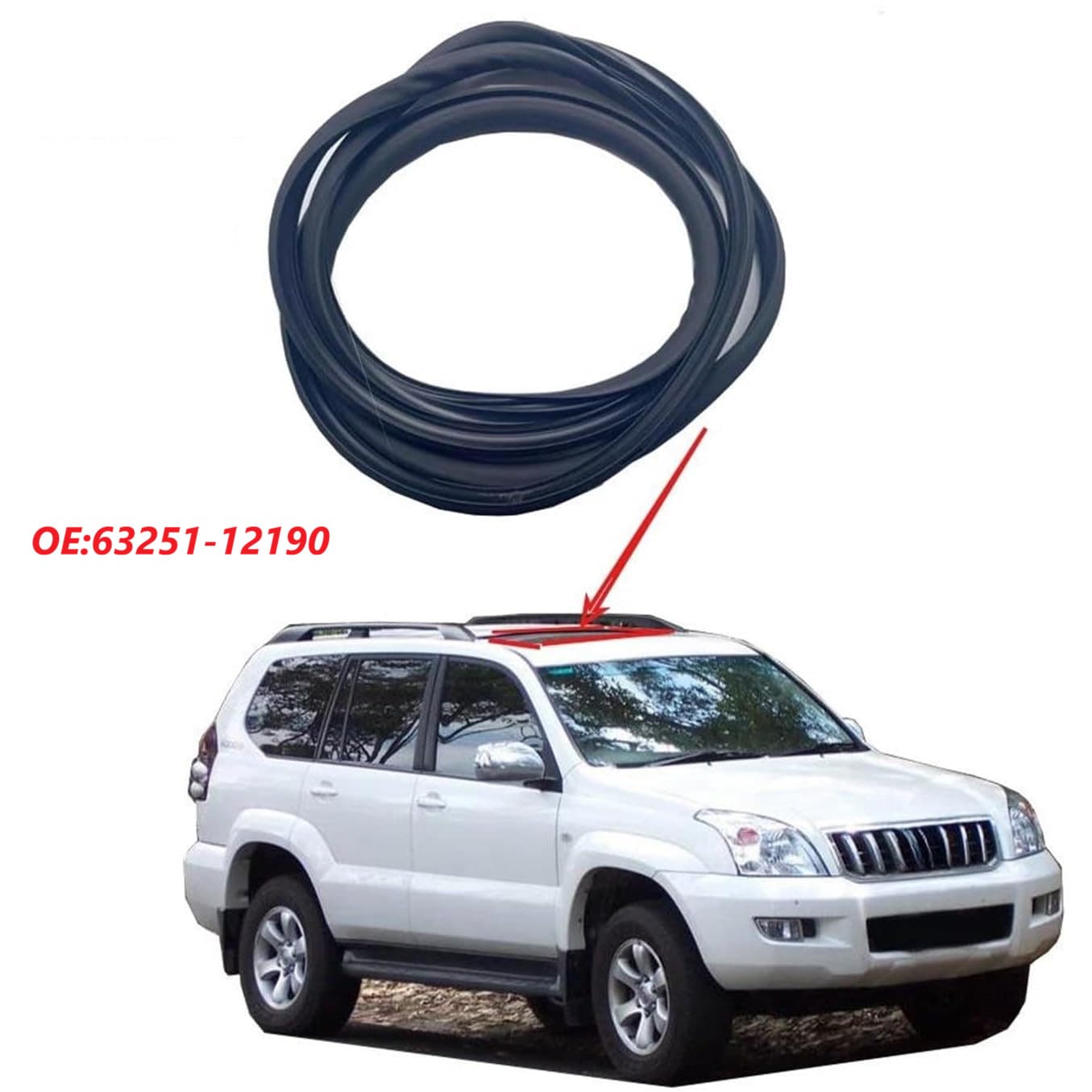 63251-12190 Sunroof Weatherstrip Seal for Toyota Land Cruiser LC200 Prado