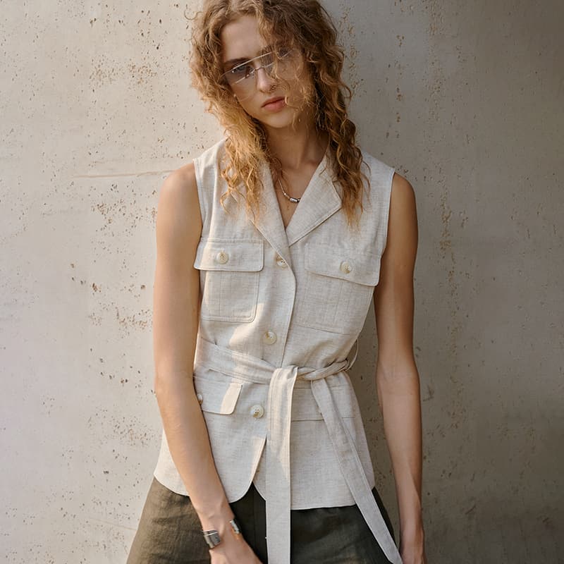 Old Money Style Linen Vest Sleeveless Tencel Linen Cotton Notch Lapel Waistcoat Elegant Women Summer Linen Commute Top