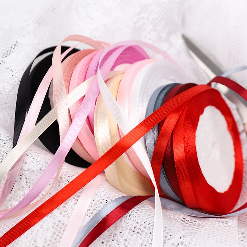 0.6cm Narrow Ribbon, DIY Craft Satin Ribbon for Wedding Gift Box, Bouquet Wrapping, Bow Making