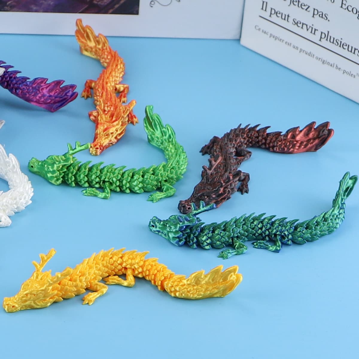 3D printed mini Chinese dragon hot-selling ornaments dragon ornaments dragon horns bold snake figure trendy toy factory national trend