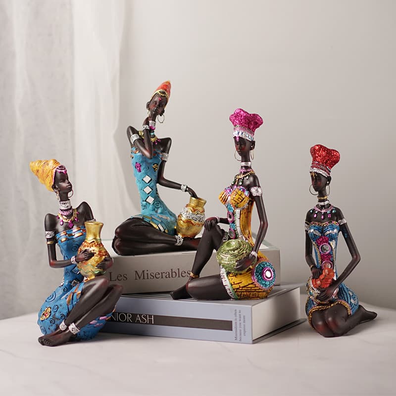 Cross-border African Black Ornaments Creative European-style Alien Character Sculpture Resin Crafts Home Decorations