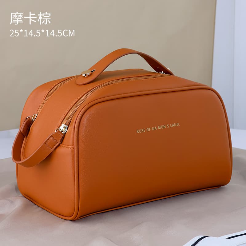 PU Pillow Cosmetic Bag High-Appearance Dual Zipper Portable Large Capacity Travel Toiletry Storage Bag Wholesale
