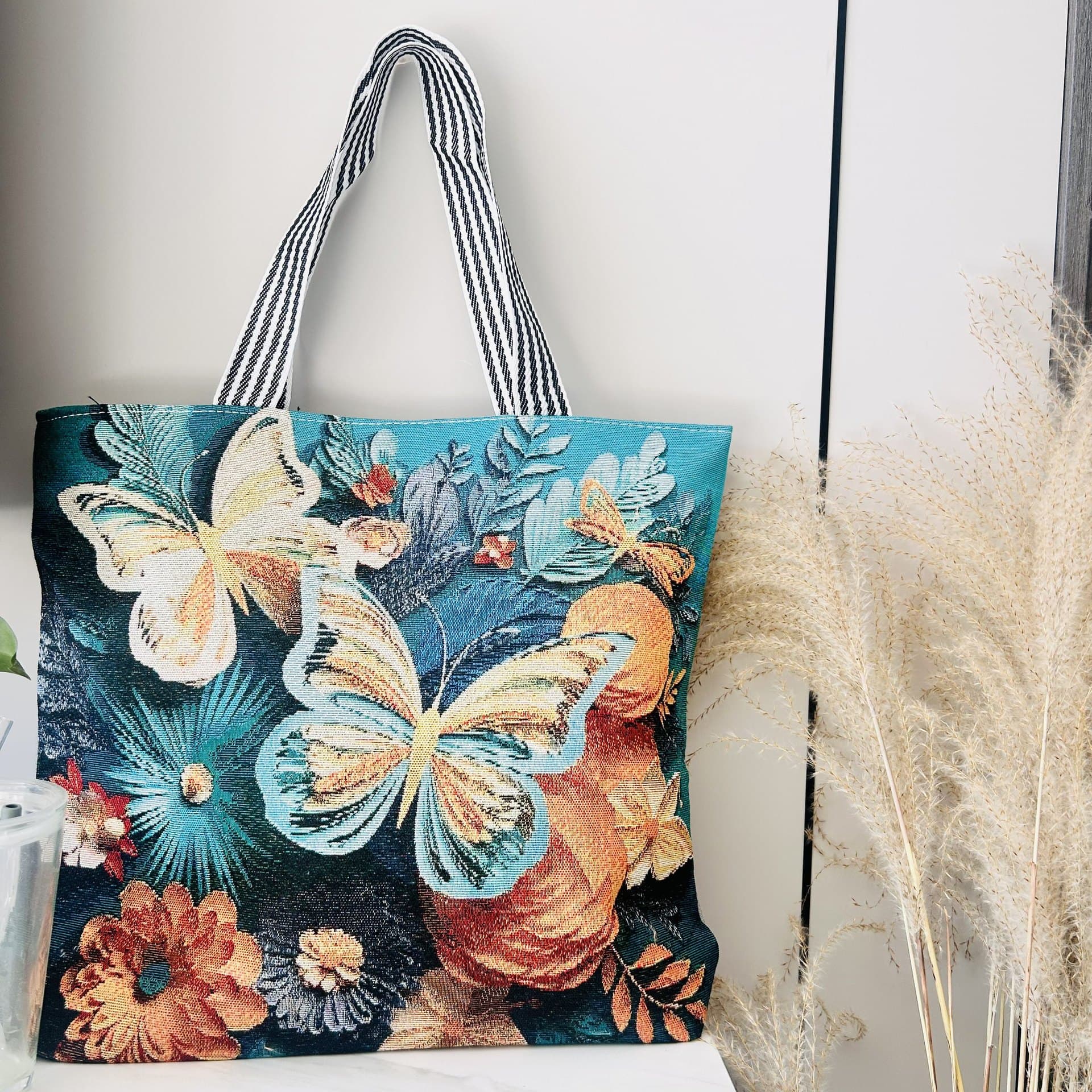 Commuter Canvas Bag Large Capacity Women's Shoulder Bag Tote Handbag Embroidered Bag YSL Style Bag