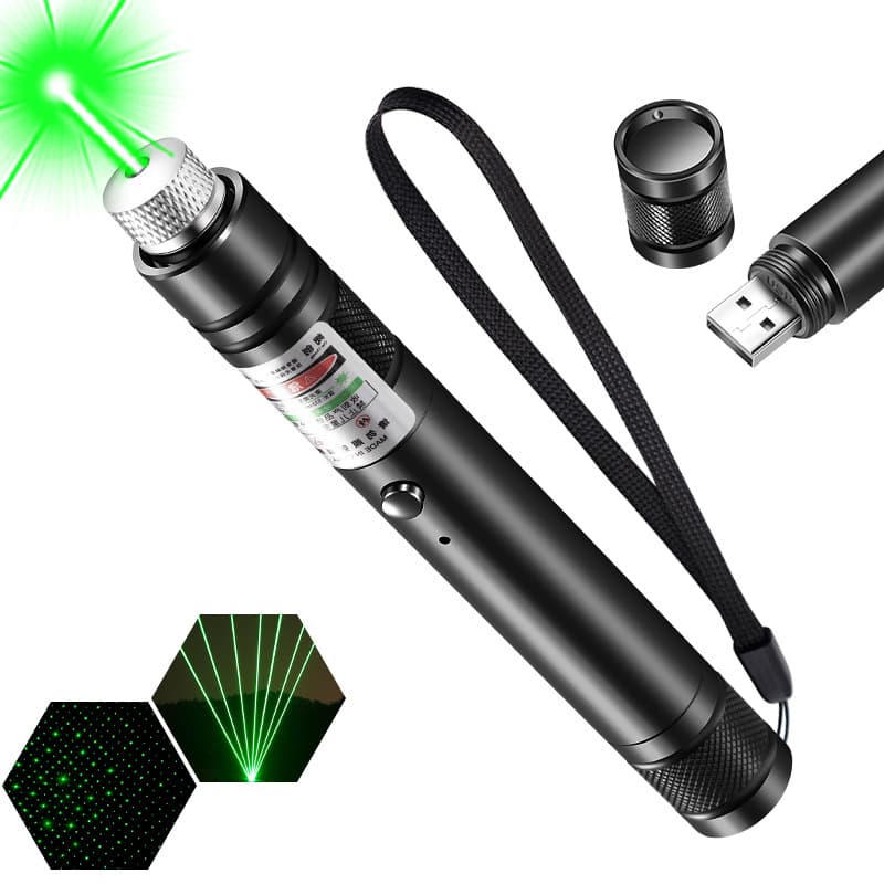 USB Rechargeable High-Power Ultra-Bright Green Laser Pointer Pen for Presentations, Real Estate, Single-Point Laser Light