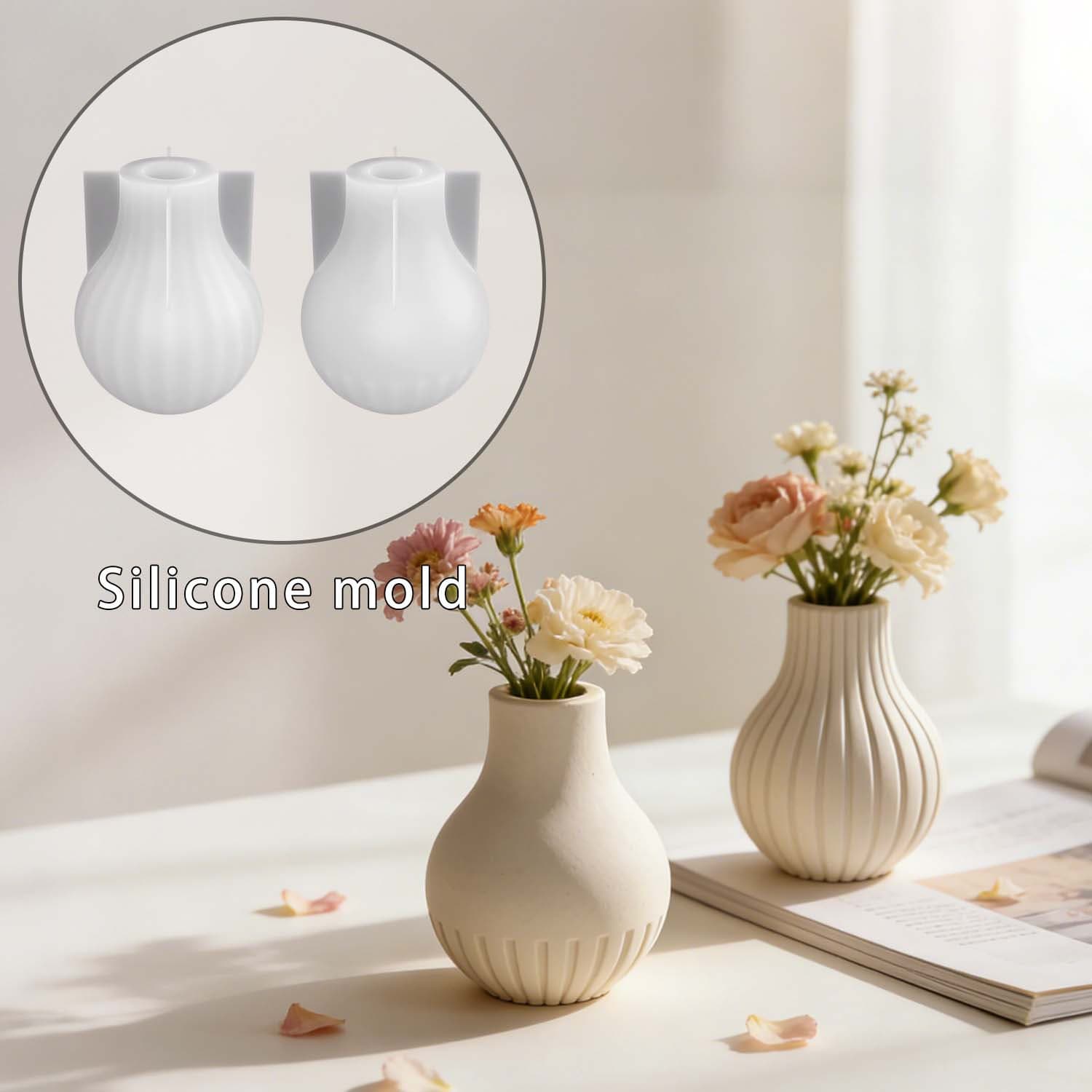 Proud diy vertical pattern vase vase silicone mold glossy simple striped vase ornaments plaster mold