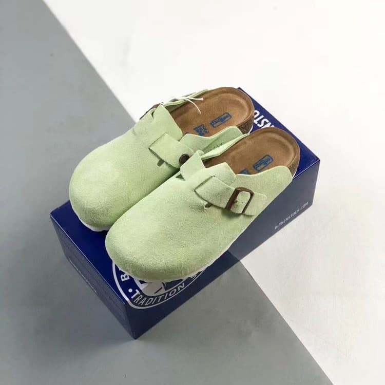 Putian Shoes Birkenstock Women's Shoes Leather Cork Inner Height-Increasing Thick-Soled Slippers Flat Summer Sandals Closed-Toe Half Slippers