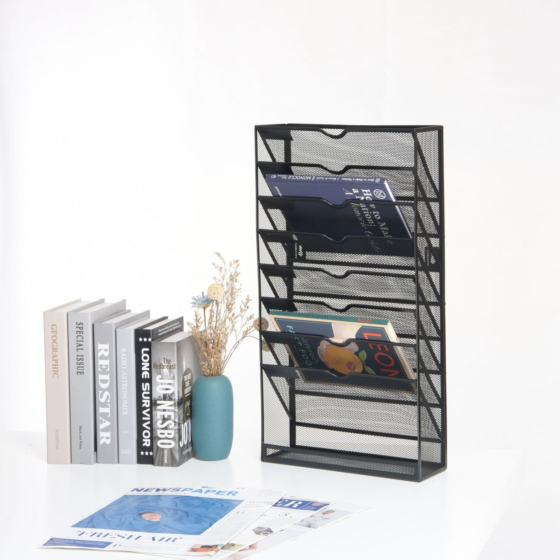 9-layer 11-layer Metal File Rack Desk Bookshelf Desktop Document Rack Stationery Archive Storage Shelf