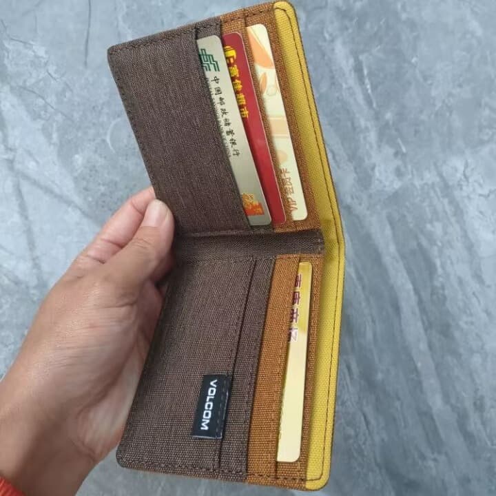 New Style Clutch Bag Canvas Ultra-Thin Short Color-Block Men's Wallet Fashionable Multi-Card Slot Wallet Coin Purse Japanese and Korean Style