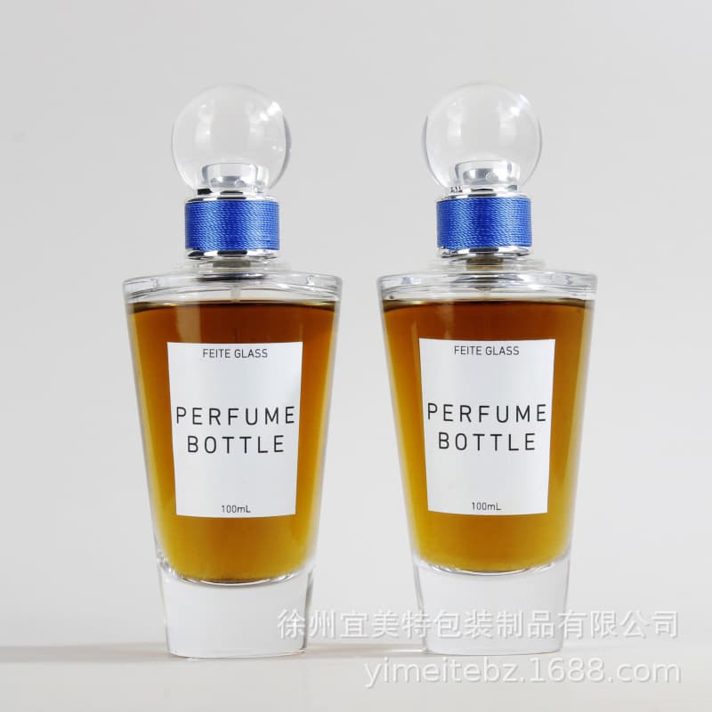 Perfume bottle 100ml conical transparent glass perfume bottle bayonet fine spray empty perfume bottle