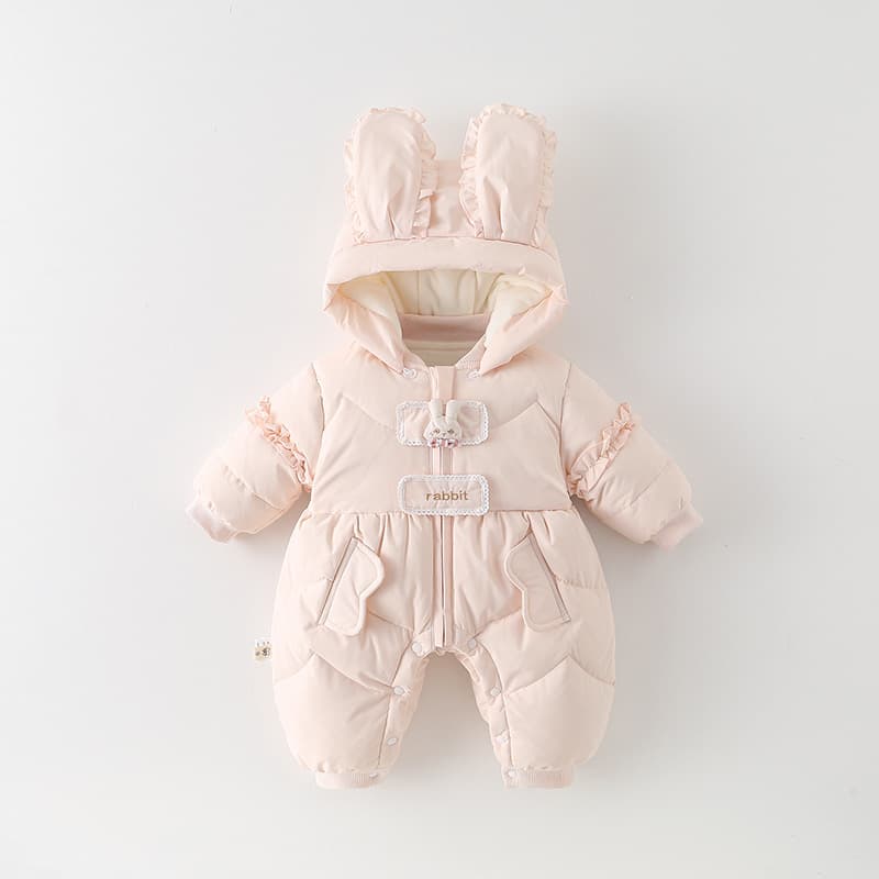 Baby Down Jumpsuit White Duck Down 2025 Newborn Baby Girl Thick Warm Pink Romper