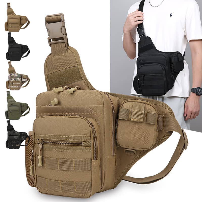 Cross-border Amazon Crossbody Bag Outdoor Functional Fishing Bag Men's Tactical Saddle Bag Multifunctional Camouflage Outdoor Backpack
