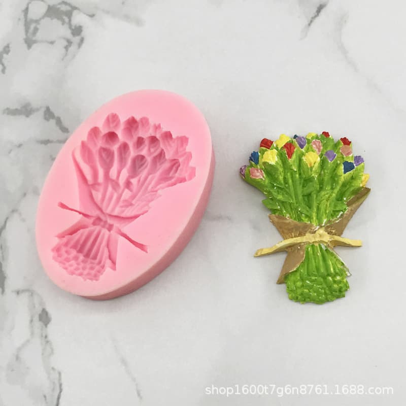 Factory Direct Tulip Bouquet Cake Mold Handmade DIY Aromatherapy Plaster Silicone Mold Candle Mold