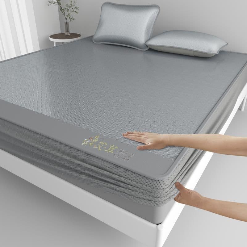 Summer Ice Silk Fitted Sheet Cooling Mat Three-Piece Set Full Enclosure Home Use Summer Single/Double Air-conditioned Soft Mat Foldable