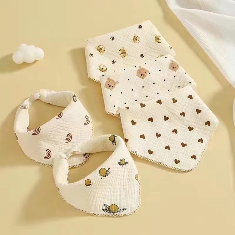 Pure Cotton Gauze Kids Towel Baby Bib Square Towel Baby 2-in-1 Triangular Bib Newborn Small Square Towel