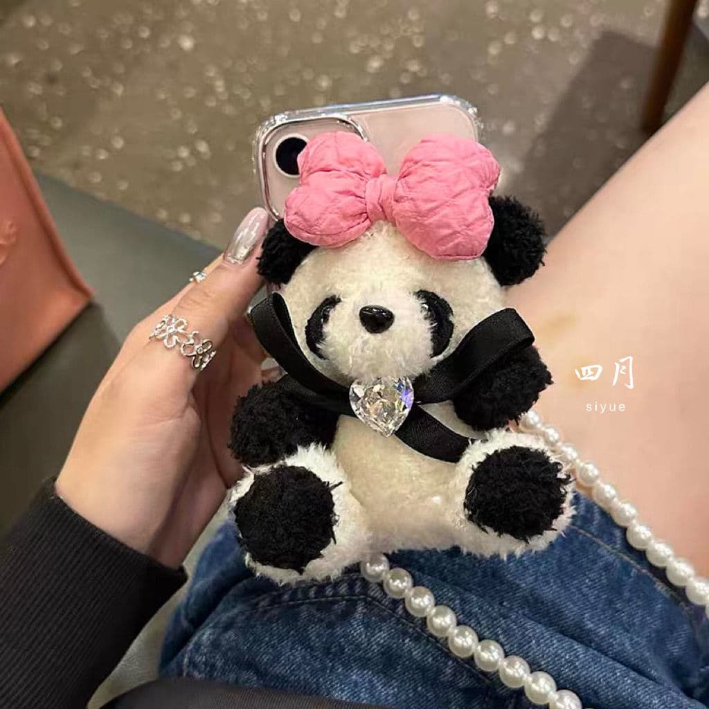 Women's Plush Mobile Phone Case with Detachable Strap Butterfly Knot Any Back Clip Can Hang Rope Diagonal Fall Protection