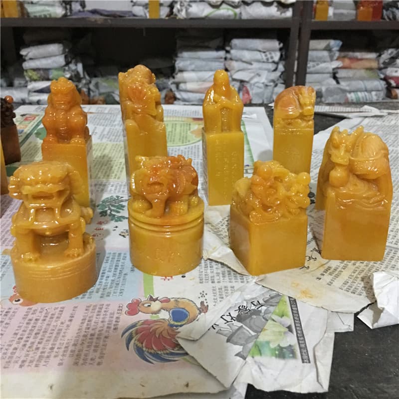 Imitation Shoushan Stone Seal Wholesale Custom Seal Stone Material Seal Gold Stone Carving Craft Gift Wholesale Live Stream Source