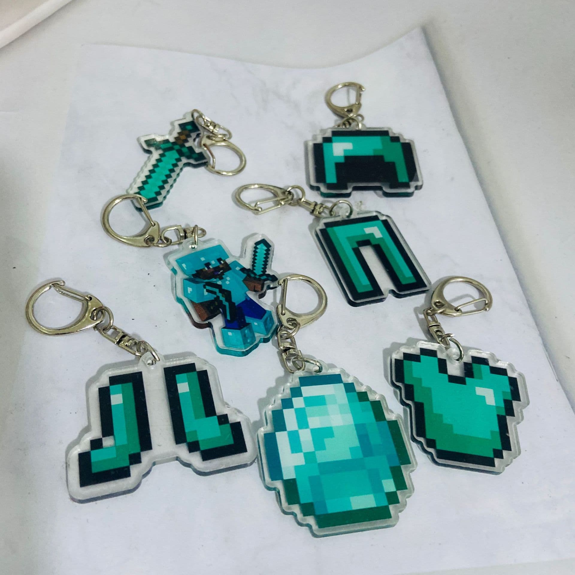 Minecraft peripheral emerald diamond double-sided sandwich acrylic pendant keychain pendant