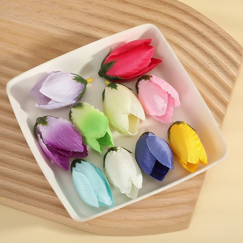 Artificial Tulip Cake Decoration Christmas Ornament Simulation Flower Cloth Mini OPP Bag Decorative Small Tulip Flower Head