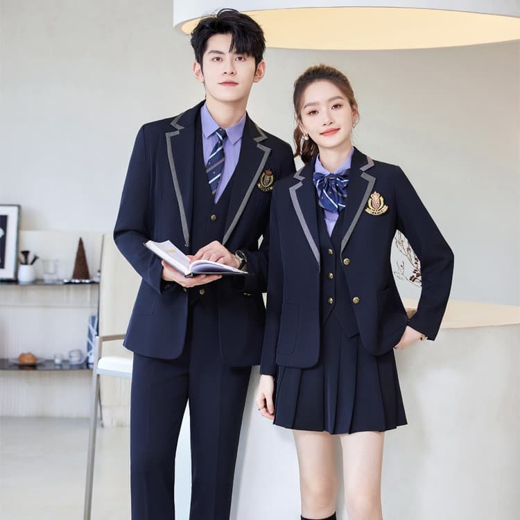 College Style Matching Three-Piece Blazer Suit for Men, Cute Youth Aviation Fashion Suit, Spring Workwear Women's Blazer