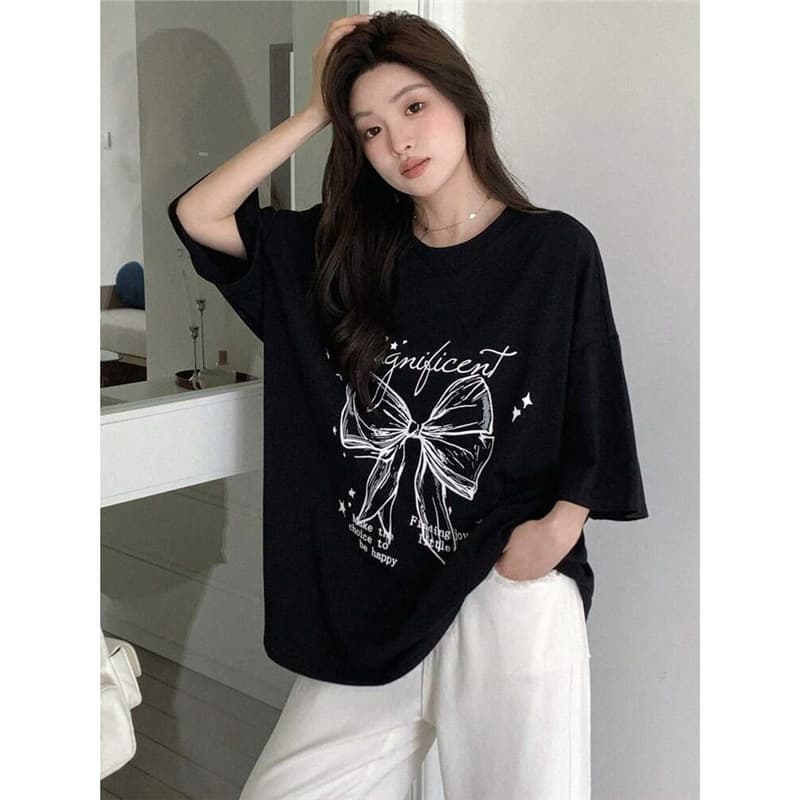 Ouma Cross-border【Ouma Cotton T】DAZY Women Summer Loose Casual T-Shirt Wi