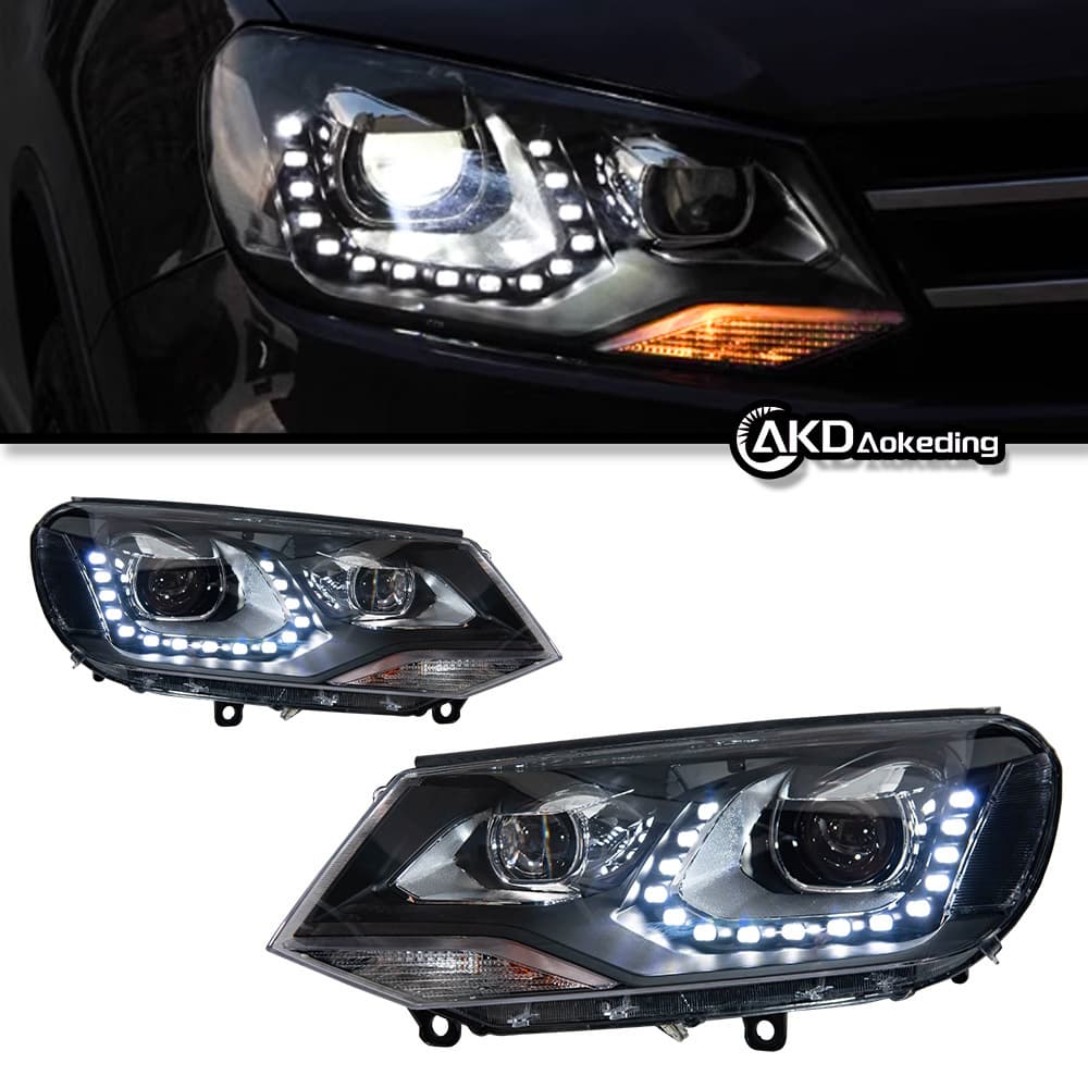 LED Daytime Running Light Turn Signal Lens Headlight Assembly for 11-15 Volkswagen Touareg Upgrade High Configuration