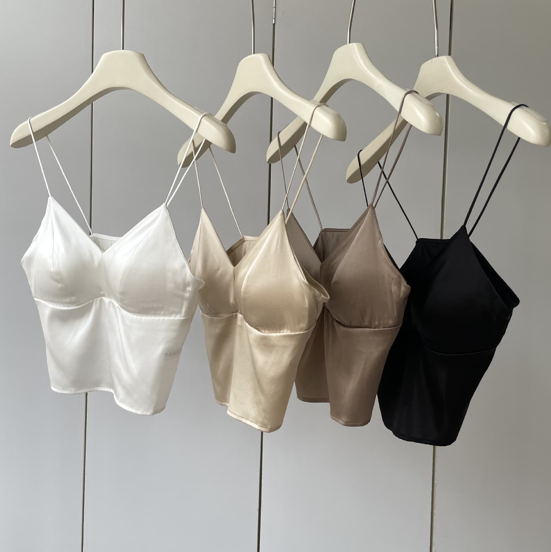 19 Momme Silk Satin 360-Degree Skin Care! Wire-Free Lightweight Comfortable Thin Strap Camisole Bra for Women
