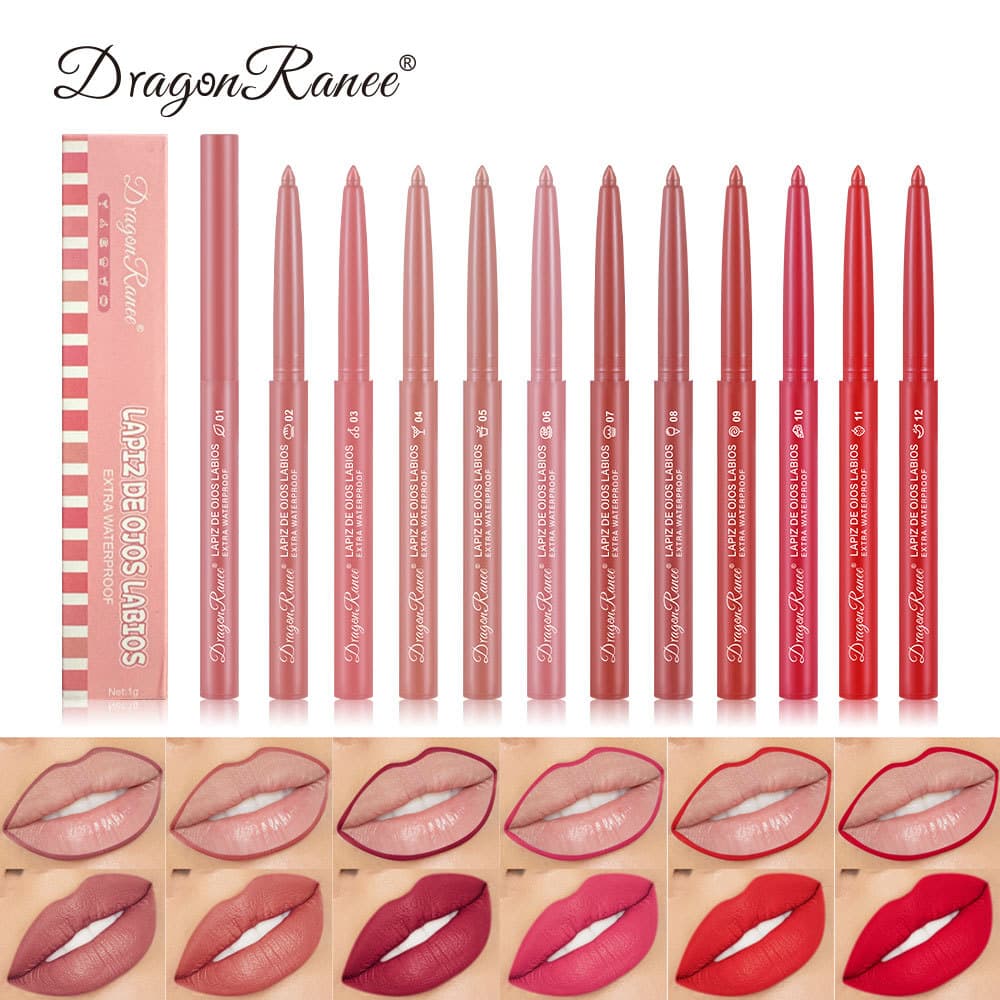 DragonRanee matte 12-color lip liner, matte, long-lasting, waterproof, non-stick lipstick pen, exclusively available cross-border