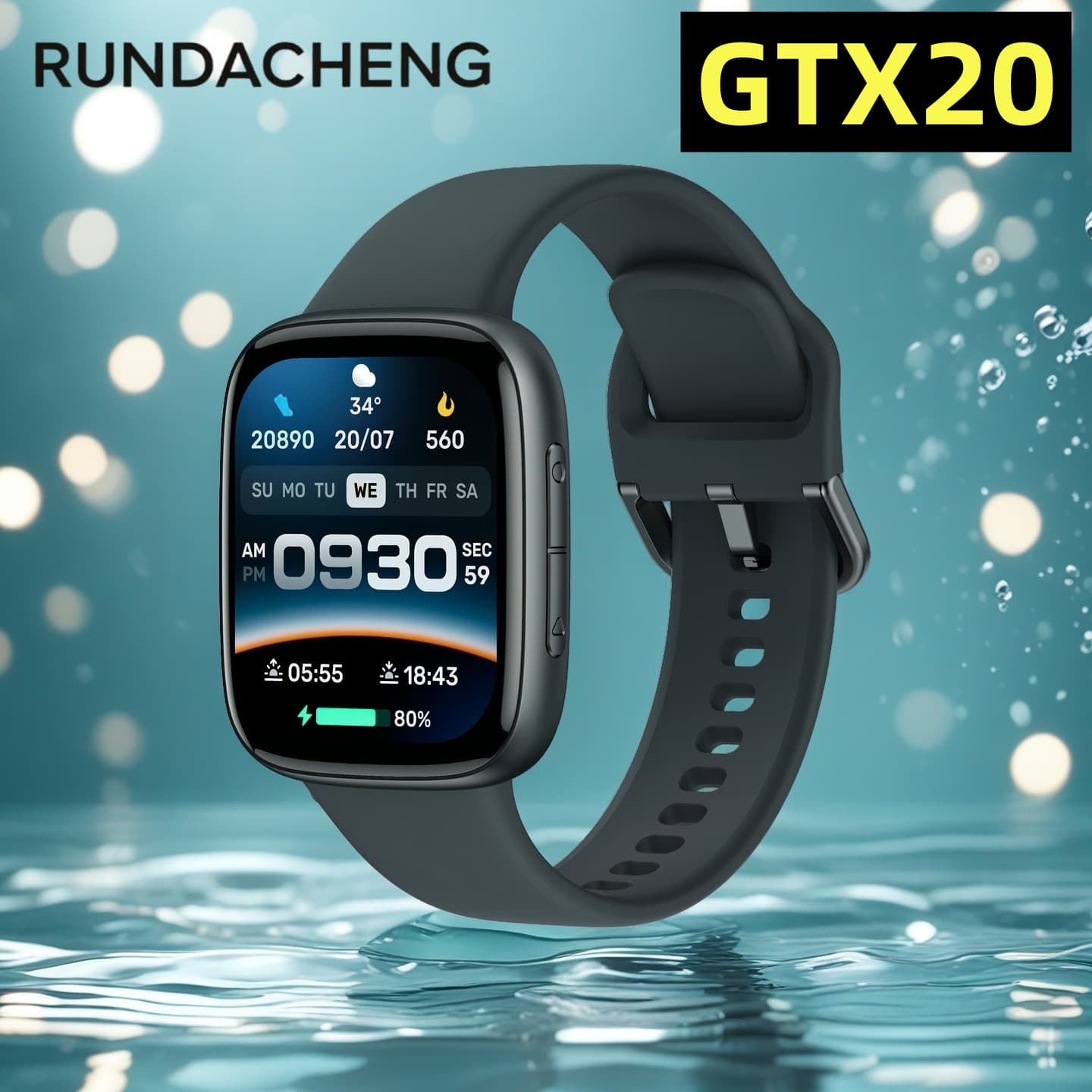 GTX20 Cross-border New Smart Watch Heart Rate Blood Oxygen Blood Pressure Health Bluetooth Calling Outdoor Weather Forecast