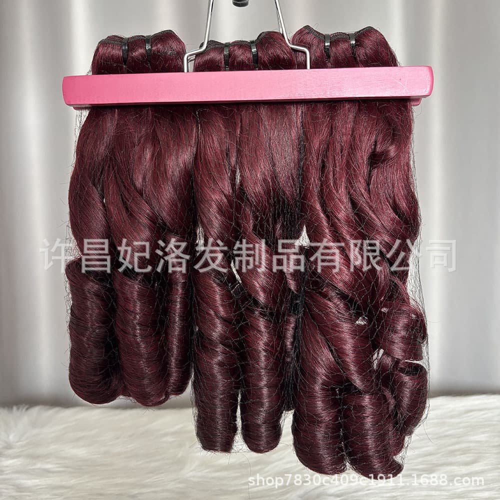 Burgundy #99J SDD Bouncy Curl Chinese Hair Cross-border First Grade Straight Hair Weft