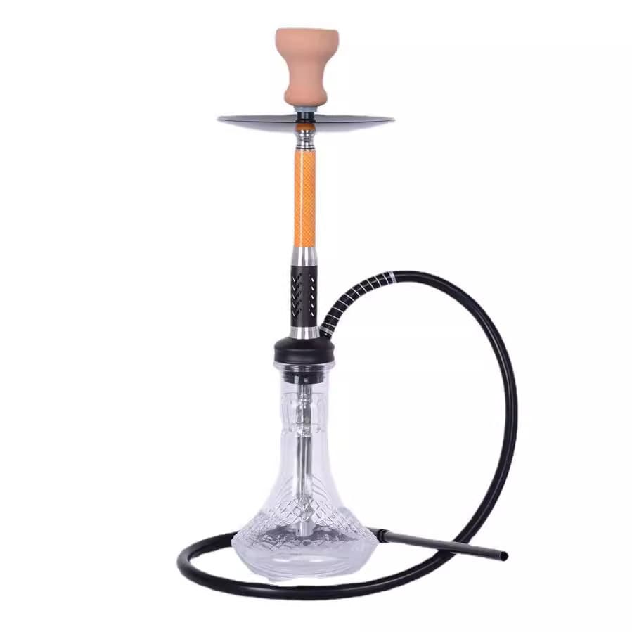 Cross-border smoking set hookah medium size aluminum alloy glass pot single tube silicone tube with red mud pot clip spring