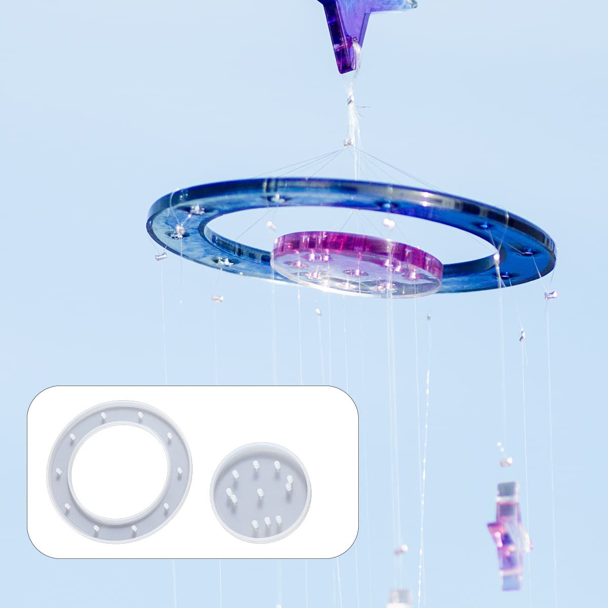 DIY Silicone Mold Wind Chimes Butterfly Dragonfly Moon Star Round Ring Fairy Dust Disk Crystal Dropping Crafts Modern Simple Style