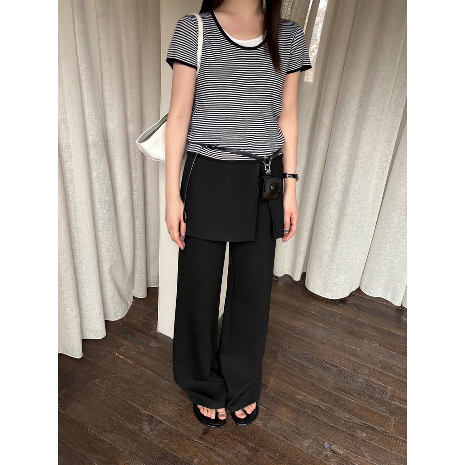 TG Smart Layering Butt Curtain Panel Slimming Flared Casual Pants 2026 Spring Long Pants 26535