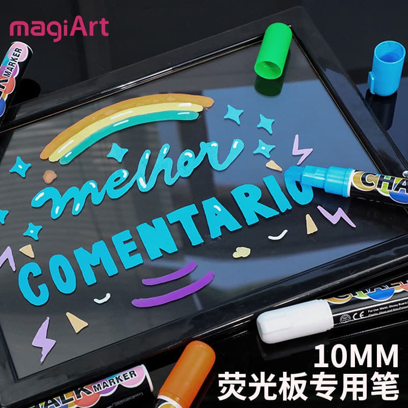 Suomeiqi LED Electronic Fluorescent Board Pen, Dust-Free Water-Soluble Liquid Chalk, Non-Greasy, Erasable Fluorescent Pen