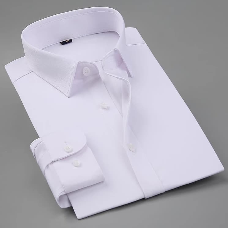 Long-Sleeve White Business Shirt for Men, Wedding Photo, ID Photo, Graduation Photo, Slim Fit Black Shirt