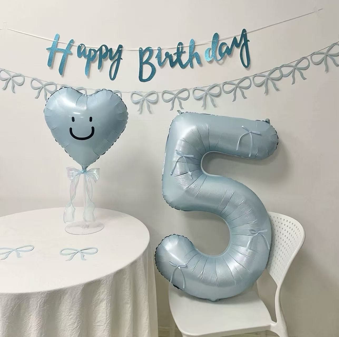 40-inch baby blue digital aluminum film balloon for children's first birthday party scene decoration and photo props