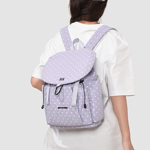 Clear Taro Purple Polka Dot Flap Backpack Japanese INS Style Girls Daily Outing Travel Storage Small Backpack