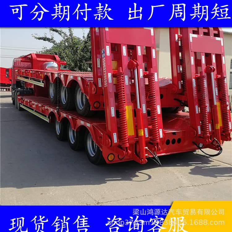 Three-axle 12-meter low-bed semi-trailer specifications, two-axle 13-meter hook machine board trailer factory price