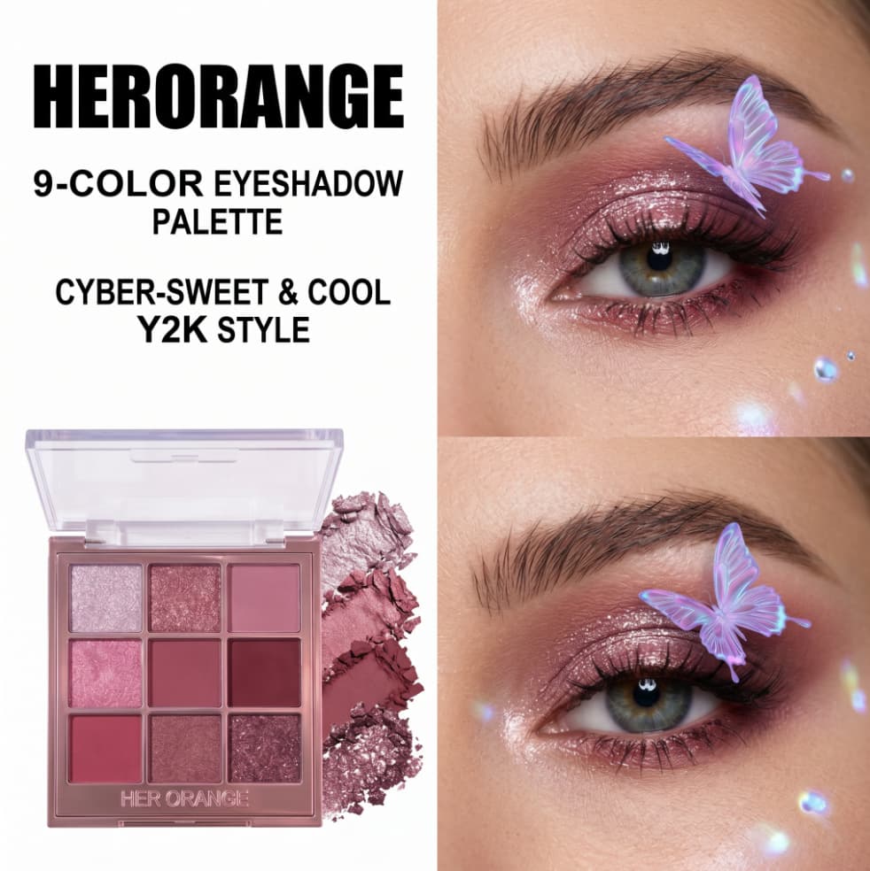 European and American best-selling luxury nine-color eyeshadow palette, shimmer and matte, high pigmentation, long-lasting, multi-use palette