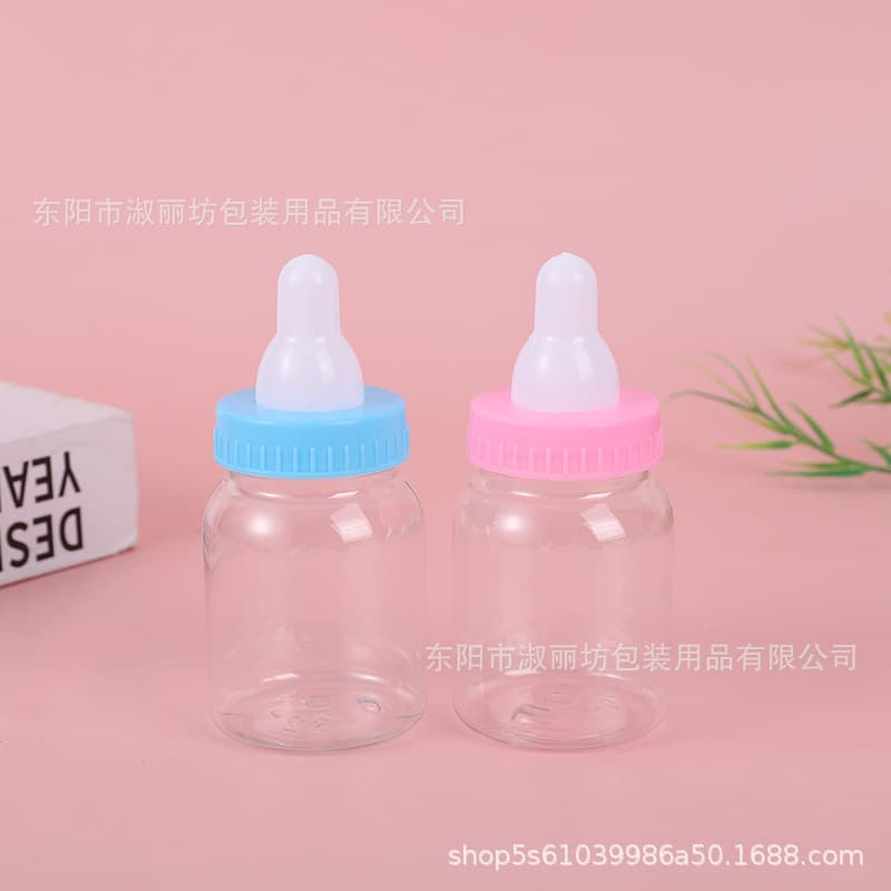 Factory Supply Transparent Baby Bottle Candy Box Baby Shower First Birthday Return Gift Plastic Candy Container