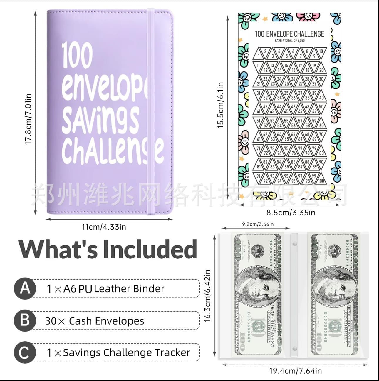 100 Envelope Challenge Loose-Leaf Book 100-Day Money-Saving and Budget Challenge Cash Envelope Savings Book