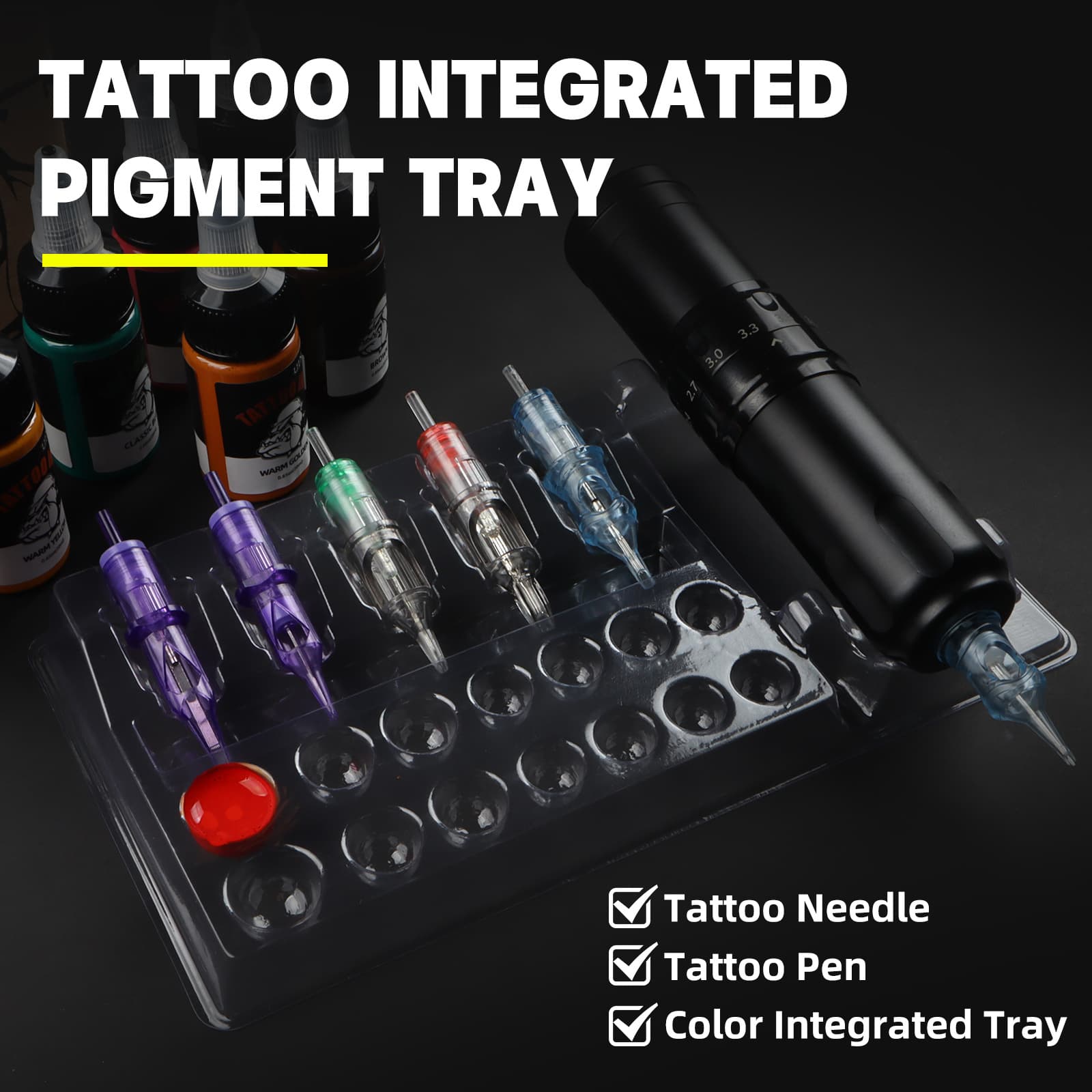 Cross-border popular disposable tattoo pen, tattoo needle, tattoo ink holder, box of 10 pieces tattoo supplies, PVC material
