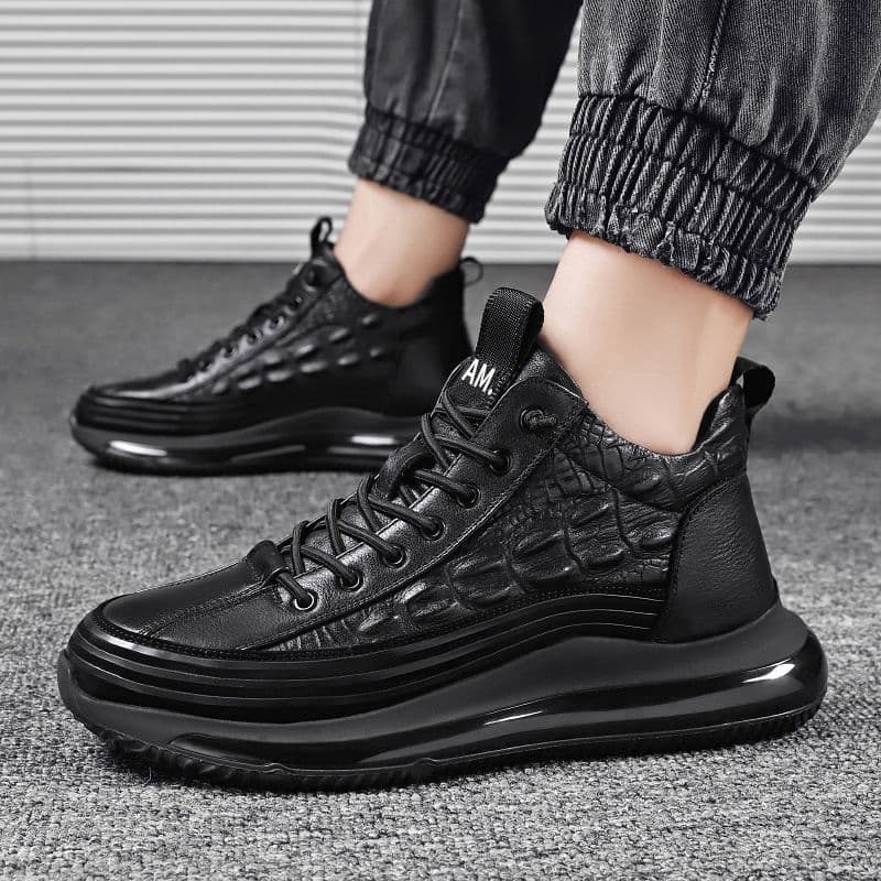 New Casual Shoes for Men 2025 Single Cotton Same Style Spring Thickened Warm Leather Shoes Fashion Korean Leather Lined Sneakers