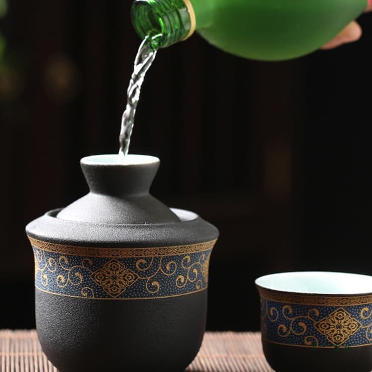 Wine warmer, wine scalding device, hot wine pot, ceramic yellow wine pot, warm wine pot, wine set, two and a half kilograms, gold-painted gift order