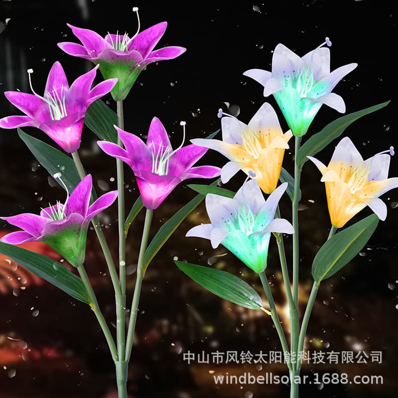 New Cross-Border Solar Lawn Light Touch-Responsive Artificial Flower Solar Lily Light Outdoor Garden Light Ground Plug Light